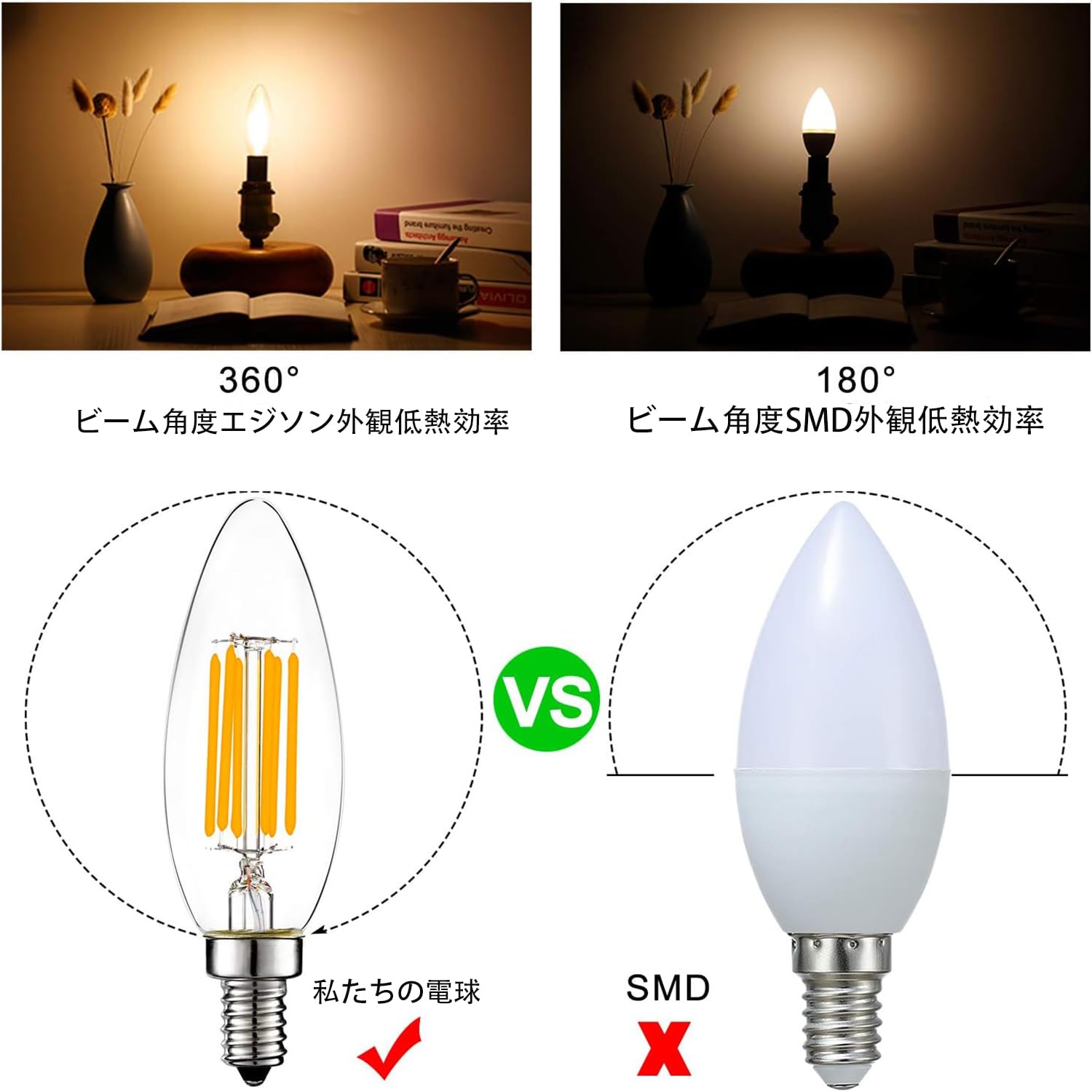 Amazon | LED電球 E14 口金 全方向 40W形相当 シャンデリア電球 口金